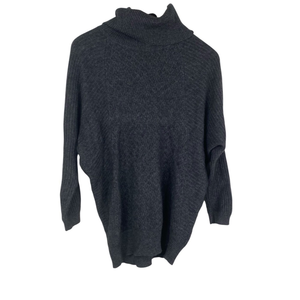 Griffen Sweater Women's 100% Cashmere Turtleneck Batwing  Pullover Gray Size M